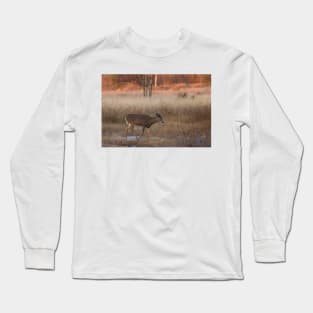 Sunset Wanderer - White-tailed deer Long Sleeve T-Shirt